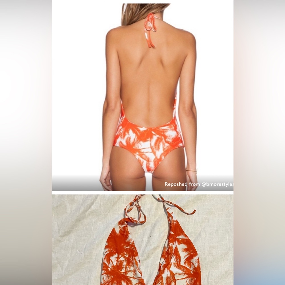 MIKOH Hinano Plunge Neck Halter Swimsuit